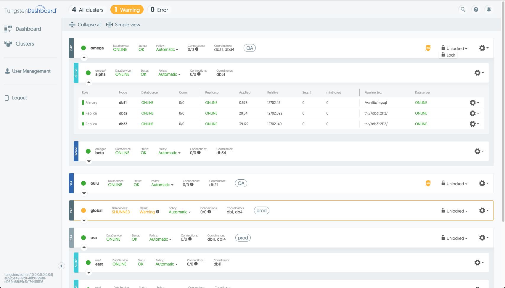 Cluster Lock Dropdown